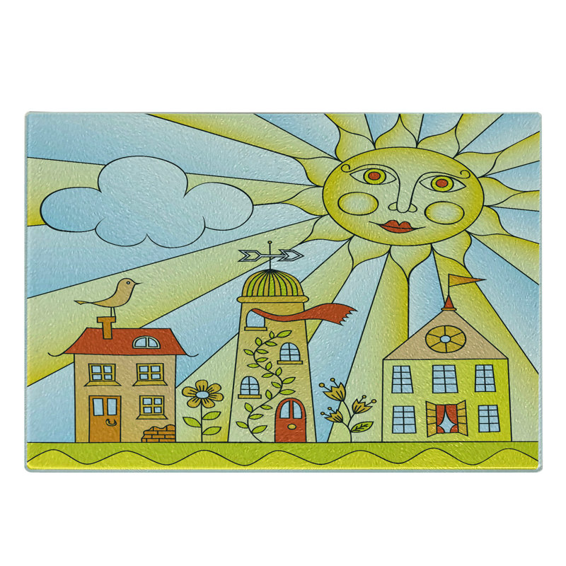 Multicolore planche à découper en verre trempé Ambesonne Garden