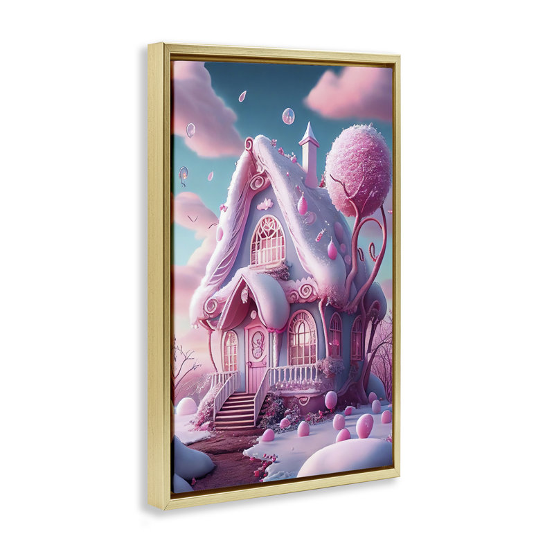 Cadre flottant Magicville Sugar Blossom Cottage, design par Sasha, H 25 po x l 17 po, Cadre flottant métallique doré