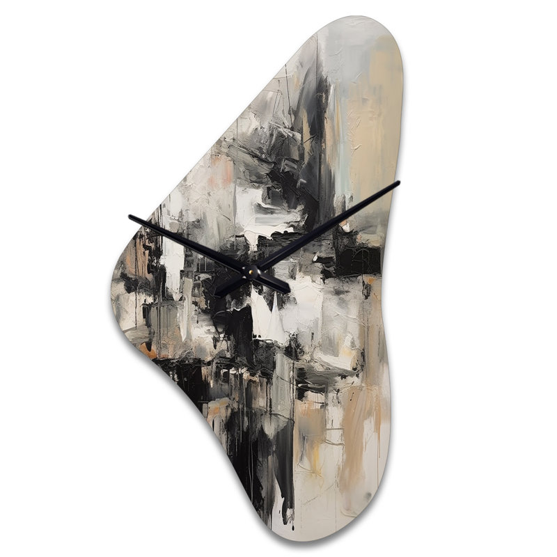Horloge murale Yettie Gray Black Inner Worlds of Marble II, Grand