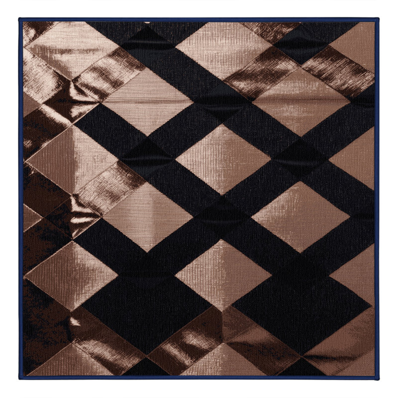 Machine Washable Checkered Black Area Rug, Square 5'