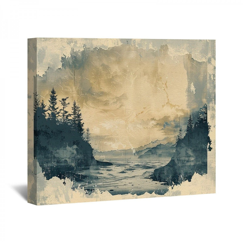 Montagnes encadrées sur toile, H 11 po x l 14 po x P 3 po