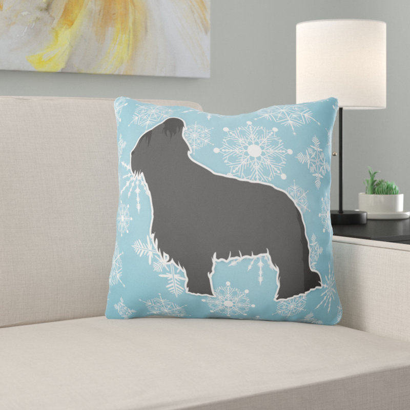 Coussin intérieur/extérieur en flocons d’hiver, H 18 po x l 18 po x P 3 po