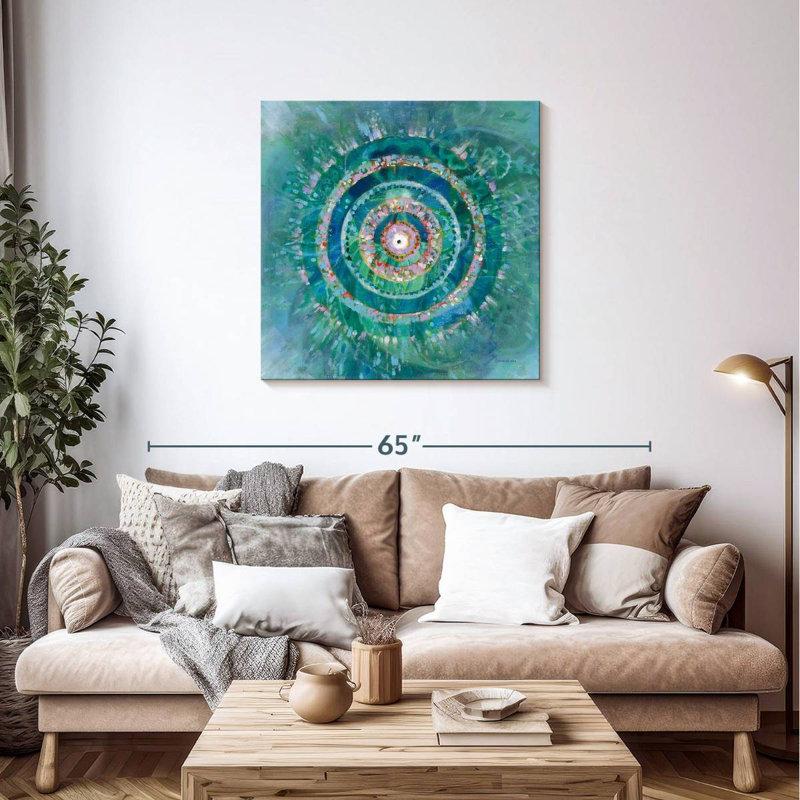 Mandala bleu sarcelle Kerner, H 36 po x l 36 po