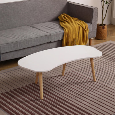 Table basse en forme de noix avec pieds en bois massif 43 po x 21 po