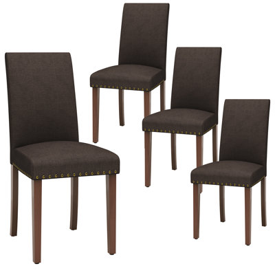 Upholstered Dining Chairs, Nail Head Trim Design, Solid Wood Legs And Padded Seat, Comfortable Fabric For Kitchen, Dining Room, Living Room