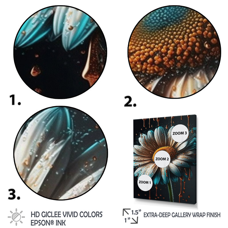 «Modern Blooming Daisy III», reproduction sur toile, H 20 po x l 12 po x P 1 po, Toile tendue