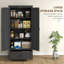 Armoire de rangement pour garde-manger de 69 po de hauteur, armoire autoportante Farmhouse avec 2 portes, tiroir et tablettes réglables pour la salle à manger-1247663537