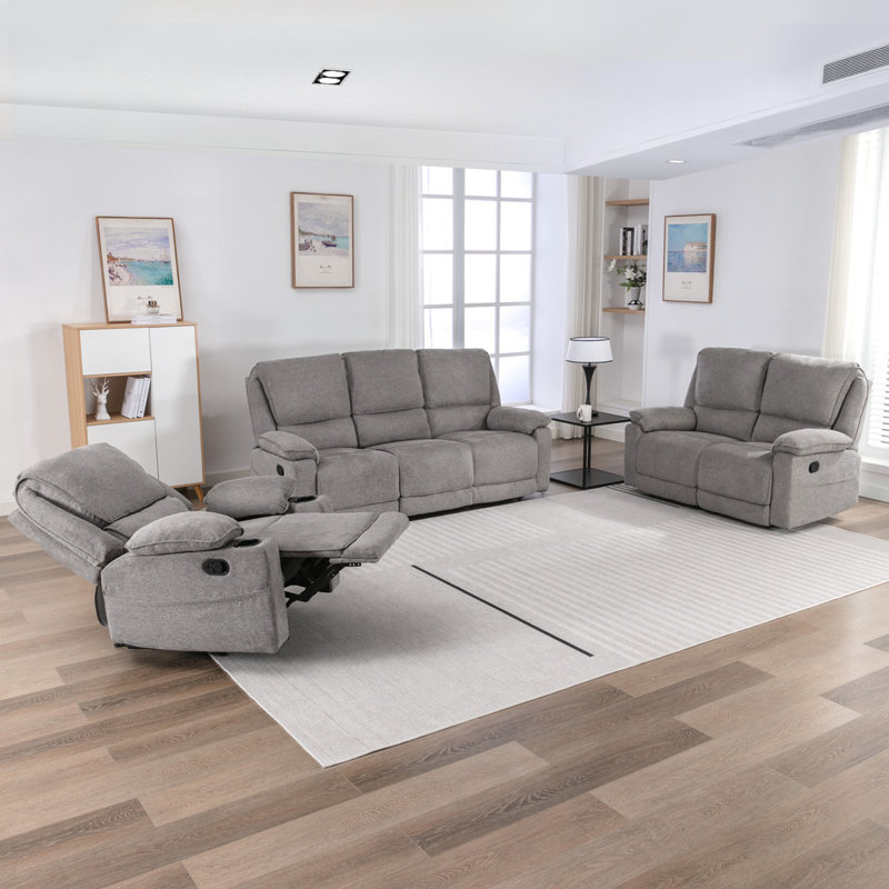 Latch Recliner 1,2 and 3 Seater Sofa Set, Grey