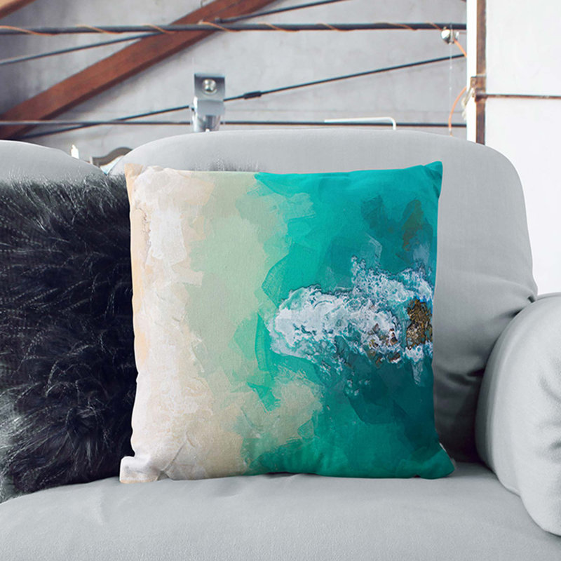 Dominican Republic Beach In Abstract Abstract Square Throw Cushion, White, 55cm H x 55cm W x 20cm D