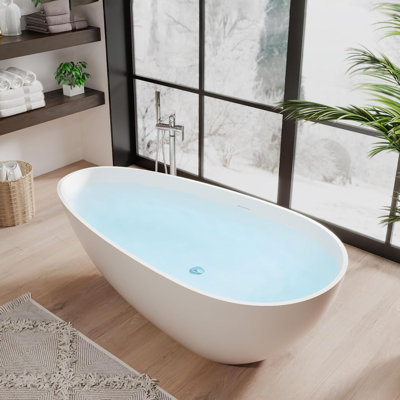 Freestanding Bathtubs 67 inch – Matte White Modern Freestanding Soaking Tub