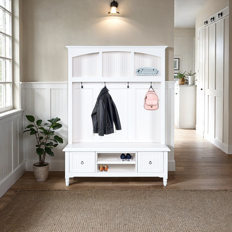 Arbre d'entrée Pearce Modern Farmhouse avec banc de rangement - blanc, Blanc