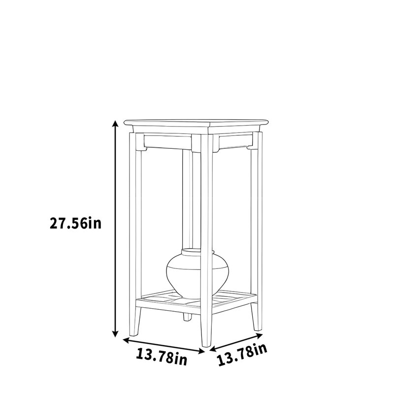 Support de rangement en bois massif, H 27,56 po x L 13,78 po x P 13,78 po