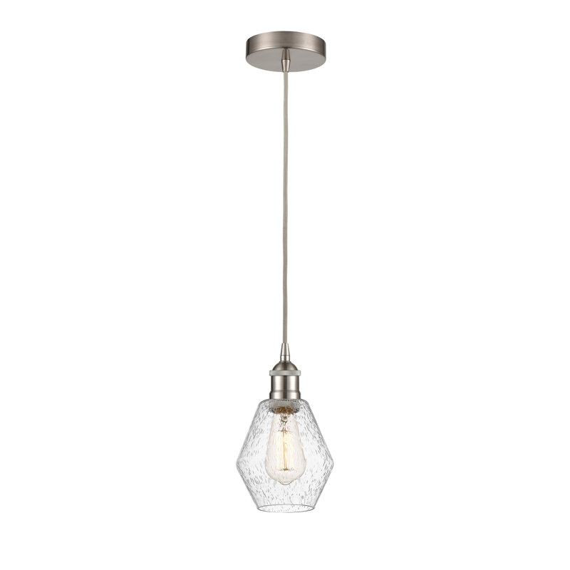 Luminaire suspendu géométrique à 1 lumière Gabbie, Nickel satiné brossé