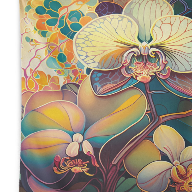 Tapisserie orchidée fleurie en polyester VII, H 50 po x l 60 po
