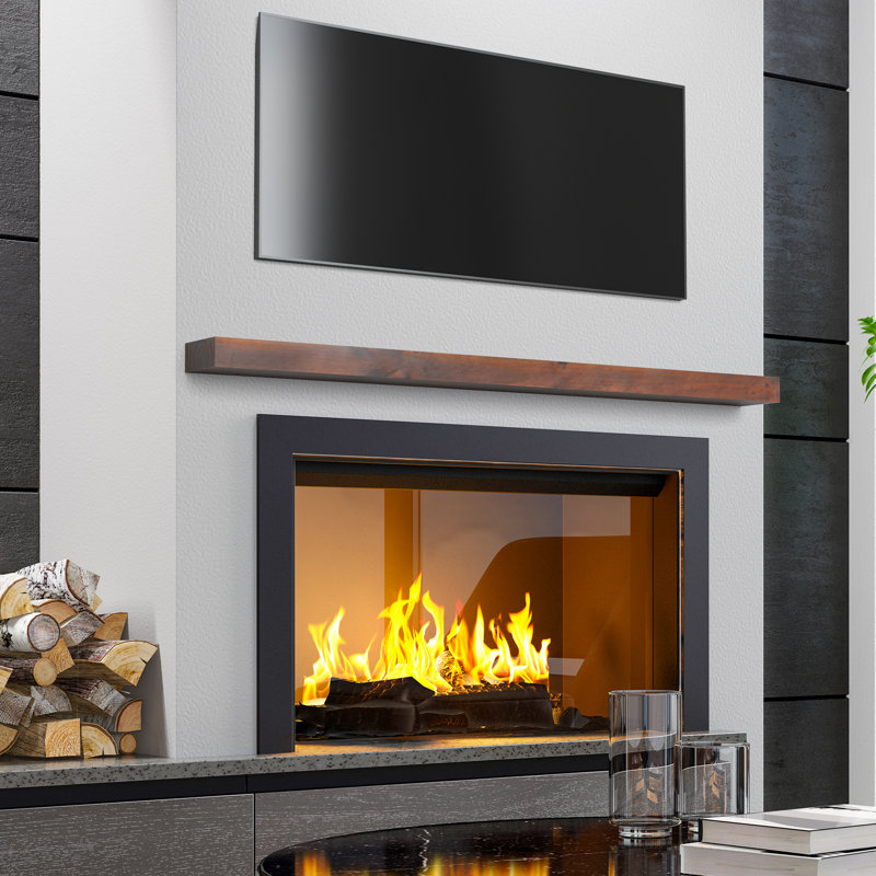 Motsinger Hand Carved Wood Mantel, Warm Brown, 60"