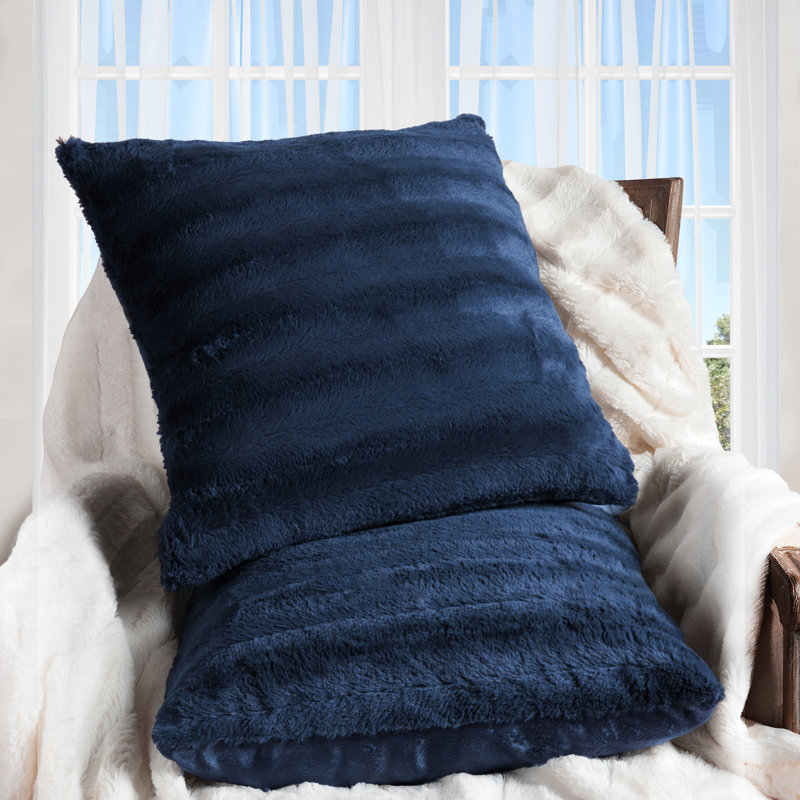 Housse et insert de coussin carré FRBIN, Bleu, H 16 po x l 16 po