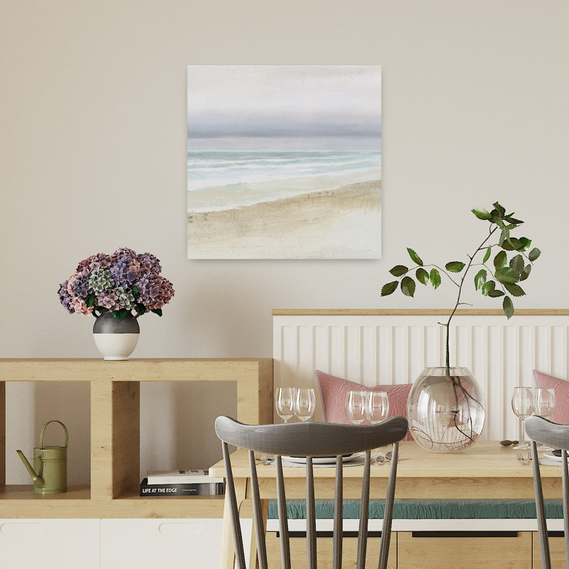 Paysage côtier serein avec art animalier de plage, H 18 po x l 18 po