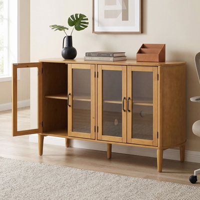 Armoire de rangement de bureau 58 po à 4 portes avec tablettes réglables