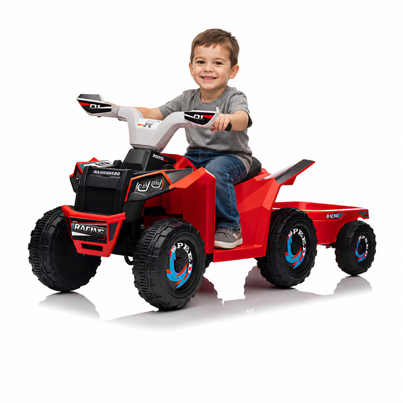 Véhicule électrique pour tout-petits, style quad à 6 roues, 6 V, 7 Ah, avec musique.