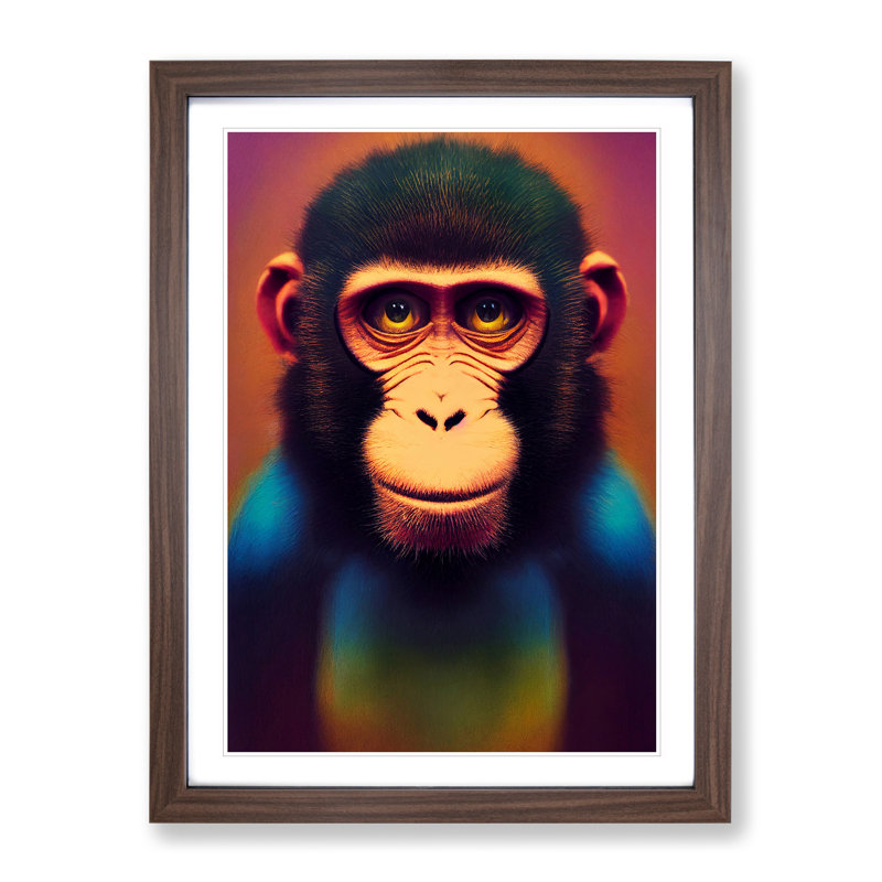 XV1022-5331X Wonderful Monkey - Single Picture Frame Print, 64cm H x 46cm W, Brown