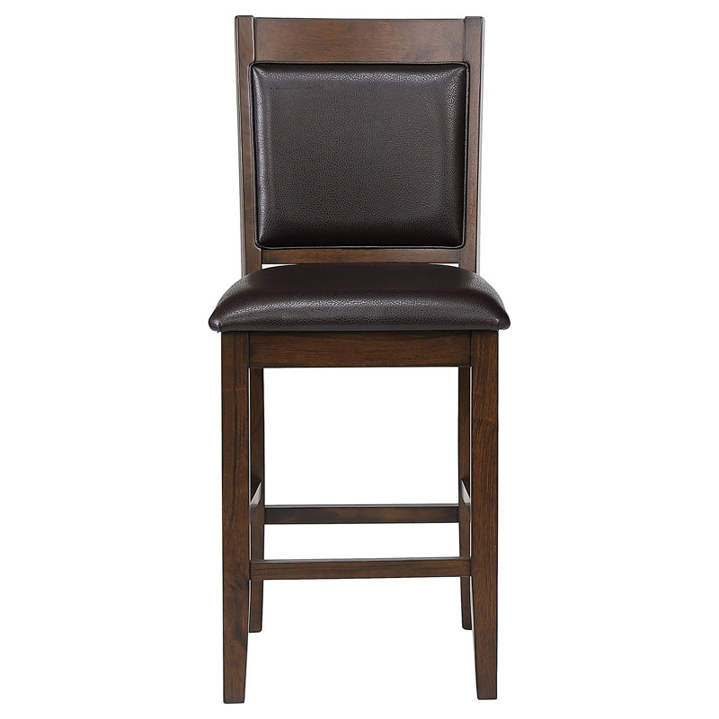 Elegant Design - Chaise de comptoir rembourrée en noyer (ensemble de 2) Siebert