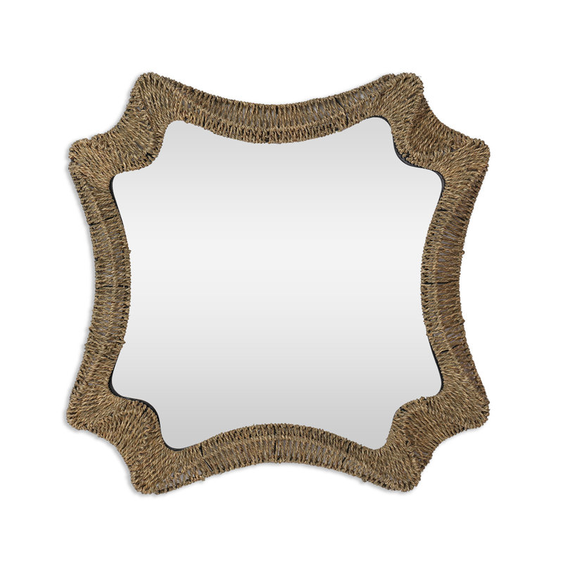 38" Brown Abstract Floating Rope Framed Accent Mirror