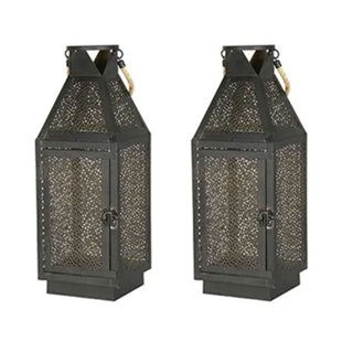Four Seasons Courtyard 16 Inch Battery Powered 20 LED Filigree Lantern, 2 Pack (Set of 2)