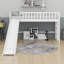 Lit mezzanine simple avec échelle et glissade, lits mezzanine avec rails de sécurité, lit mezzanine bas simple en bois avec espace de rangement-591665062