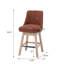 Ensemble de 2 tabourets de bar pivotants, hauteur comptoir 66 cm, avec dossier, revêtus de tissu bouclé, style moderne du milieu du siècle, pieds en bois massif, pour îlot de cuisine, couleur bordeaux.-2015039187