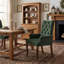 Fauteuil de salle à manger d'appoint élégant, capitonné, en tissu chenille, avec pieds en bois massif courbés.-99742651