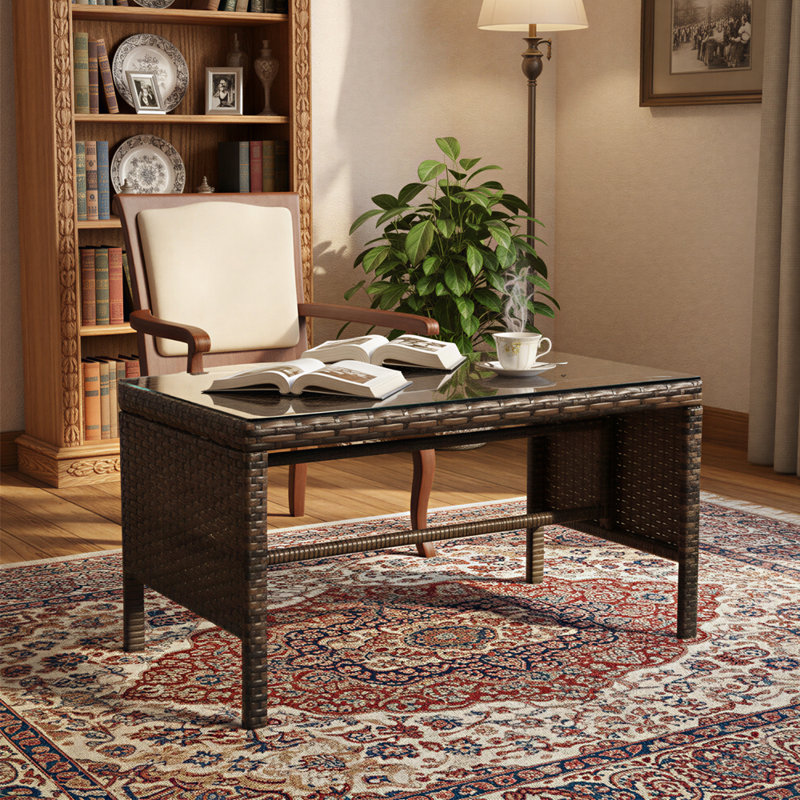 Table basse d'extérieur avec verre trempé