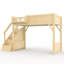Lit mezzanine simple en bois massif avec garde-robe intégrée, rangement, tablettes de chevet, garde-corps et escaliers, naturel-2016869897-2016869896