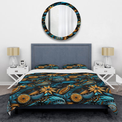 Tribal Motifs Eclectic Melody II Polyester Box Stitch Floral Duvet Cover Set