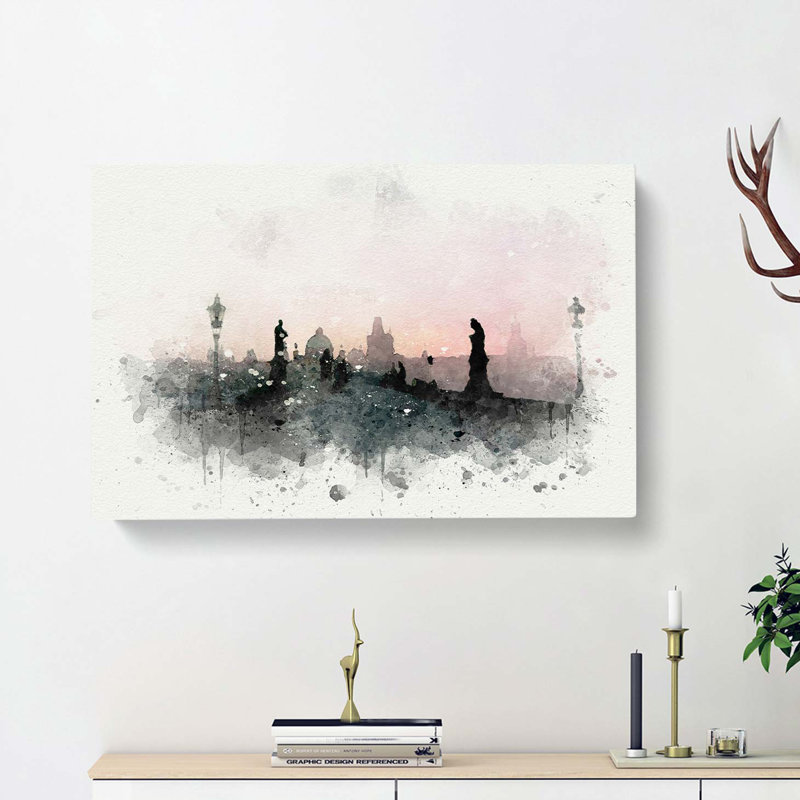 Charles Bridge In Prague In Abstract - Wrapped Canvas Painting, 40cm H x 60cm W x 3cm D