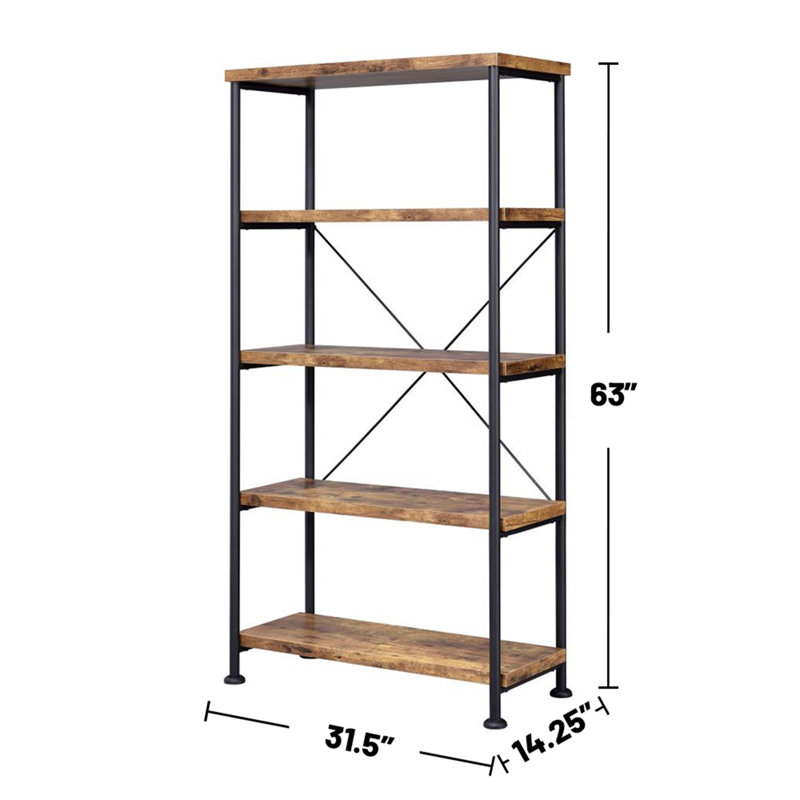 4-shelf Bookcase with Frame, Antique Brown