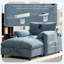 Canapé simple de 38 po avec repose-pieds de rangement, support de téléphone réglable, chargeur USB, poches de rangement latérales, accoudoirs en forme d'oreiller, chaise longue à siège large-1273350954