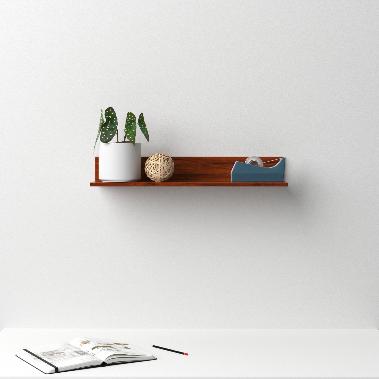 Dezerea Wall Mounted Shelves, Walnut, 3.5'' H X 24'' W X 6.75'' D