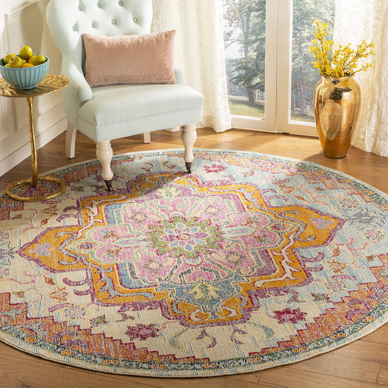Gonzalez Crystal Performance Oriental Rug, Round 5'