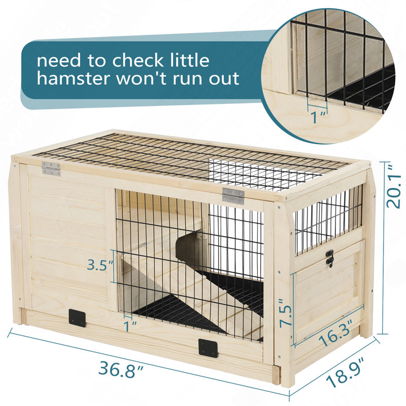 Cage à lapin en bois pour petits animaux avec plateau en plastique