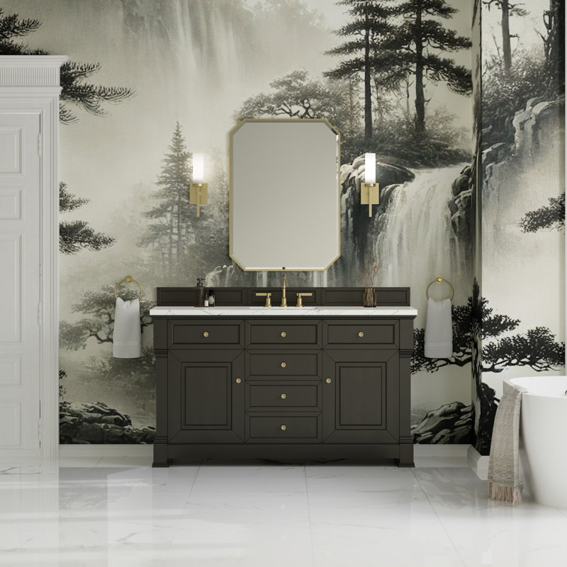 Brookfield Single Vanity, Widespread, Ethereal Noctis, Black Onyx