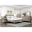 Lit à baldaquin très grand au fini chêne gris, auvent classique transitionnel, amovible, meubles de chambre à coucher avec tête de lit et lattes, style transitionnel prestigieux, traverses, mémorable