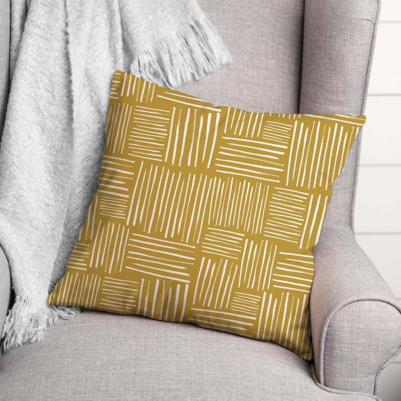 Housse et insert de coussin d'extérieur carré 13 croquis, 18 po x 18 po, Jaune