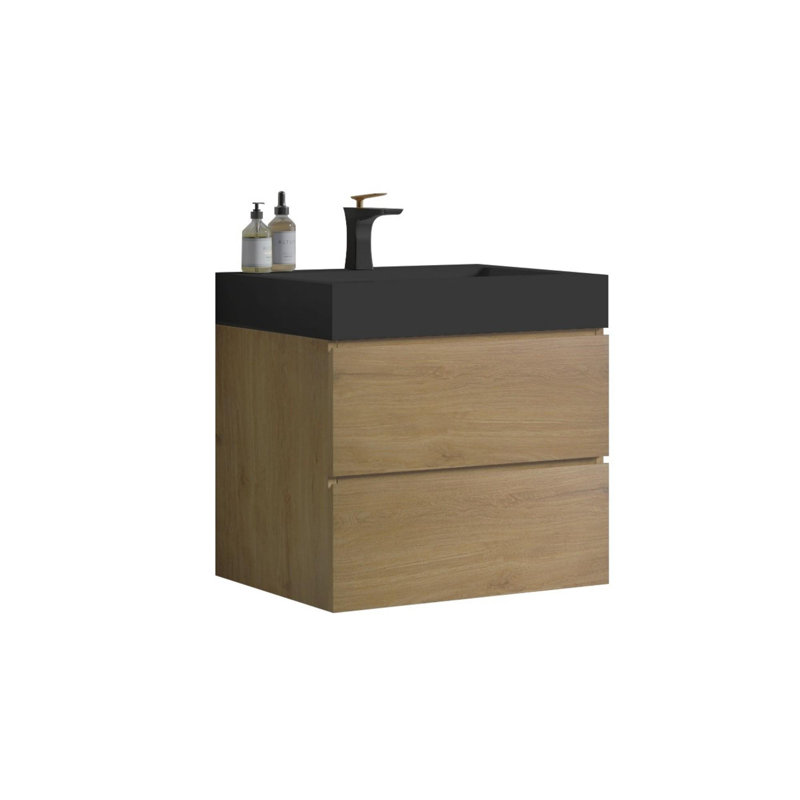 Meuble-lavabo 24 po avec lavabo, Chêne clair, Noir, noir, noir, noir