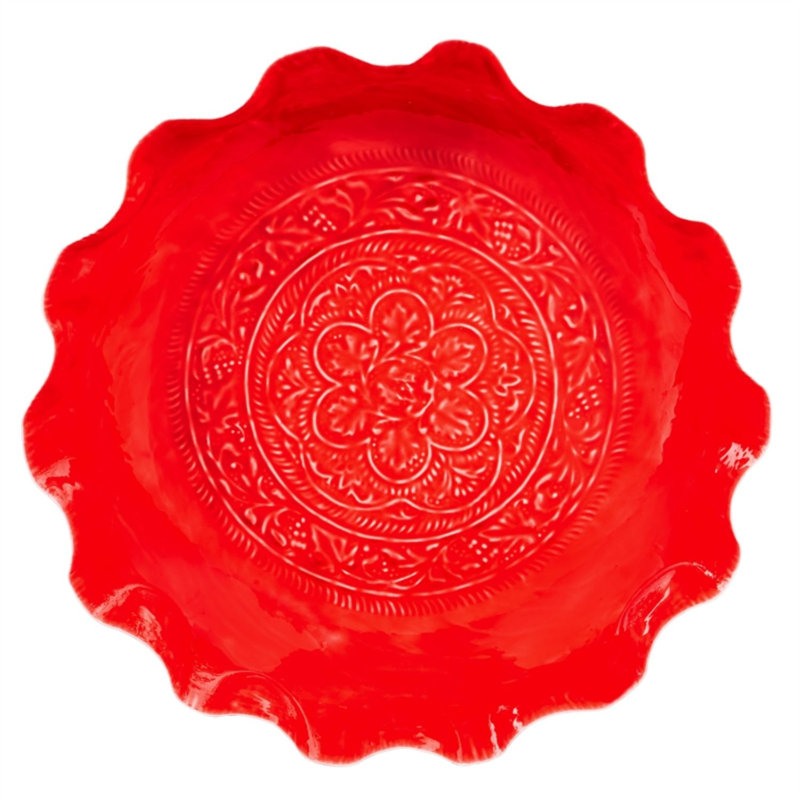 Metal Mosaic Birdbath, Red
