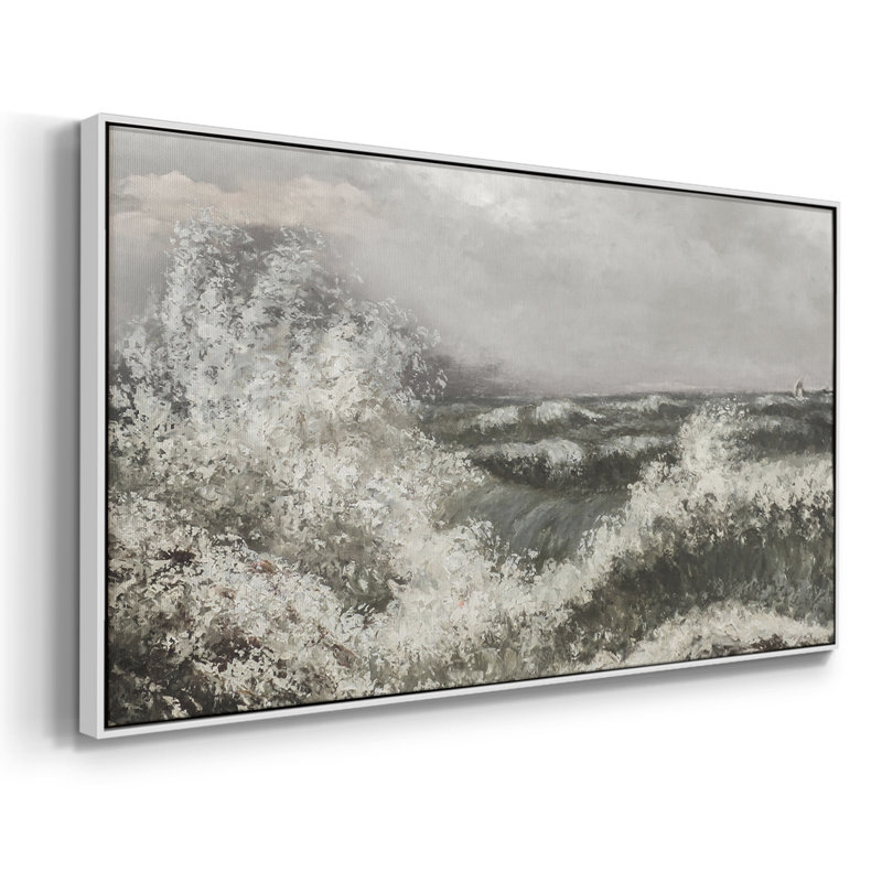 Série nautique - CD - Toile tendue avec châssis encadré - Prêt à être accroché, H 17 po x l 33 po, Blanc