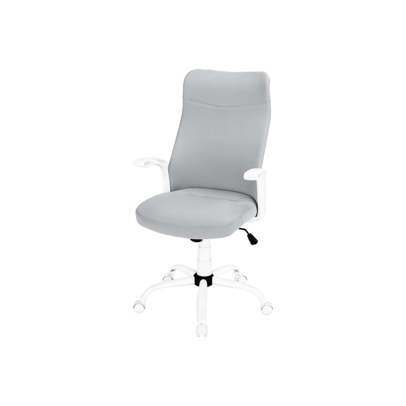 Fauteuil de bureau ergonomique, tissu gris, base en métal blanc, filet contemporain rotatif à 360 degrés, hauteur réglable