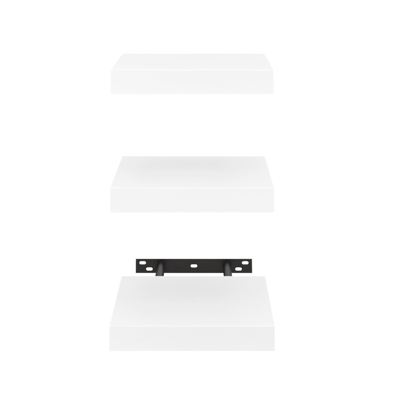 Ensemble de 3 tablettes murales flottantes minimalistes modernes pour présentation et rangement décoratifs, blanc, Blanc