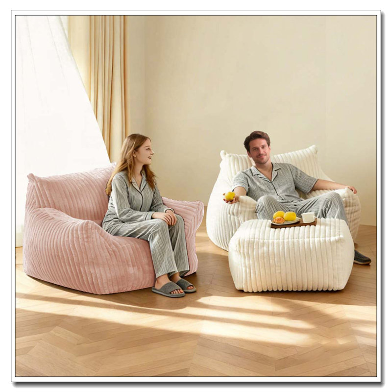 Canapé avec repose-pieds, Rose