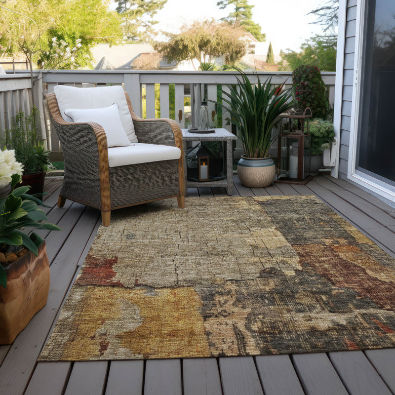 Tektar Brown Washable Indoor-Outdoor Rug - , 10' x 14'