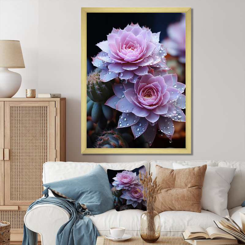 «Tonicka Pink Cactus», H 20 po x l 12 po x P 1 po, Encadrement doré